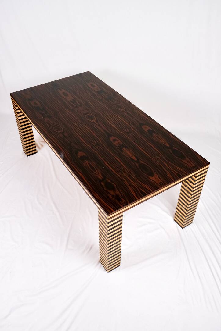 Memphis style dining table, wood, Italy