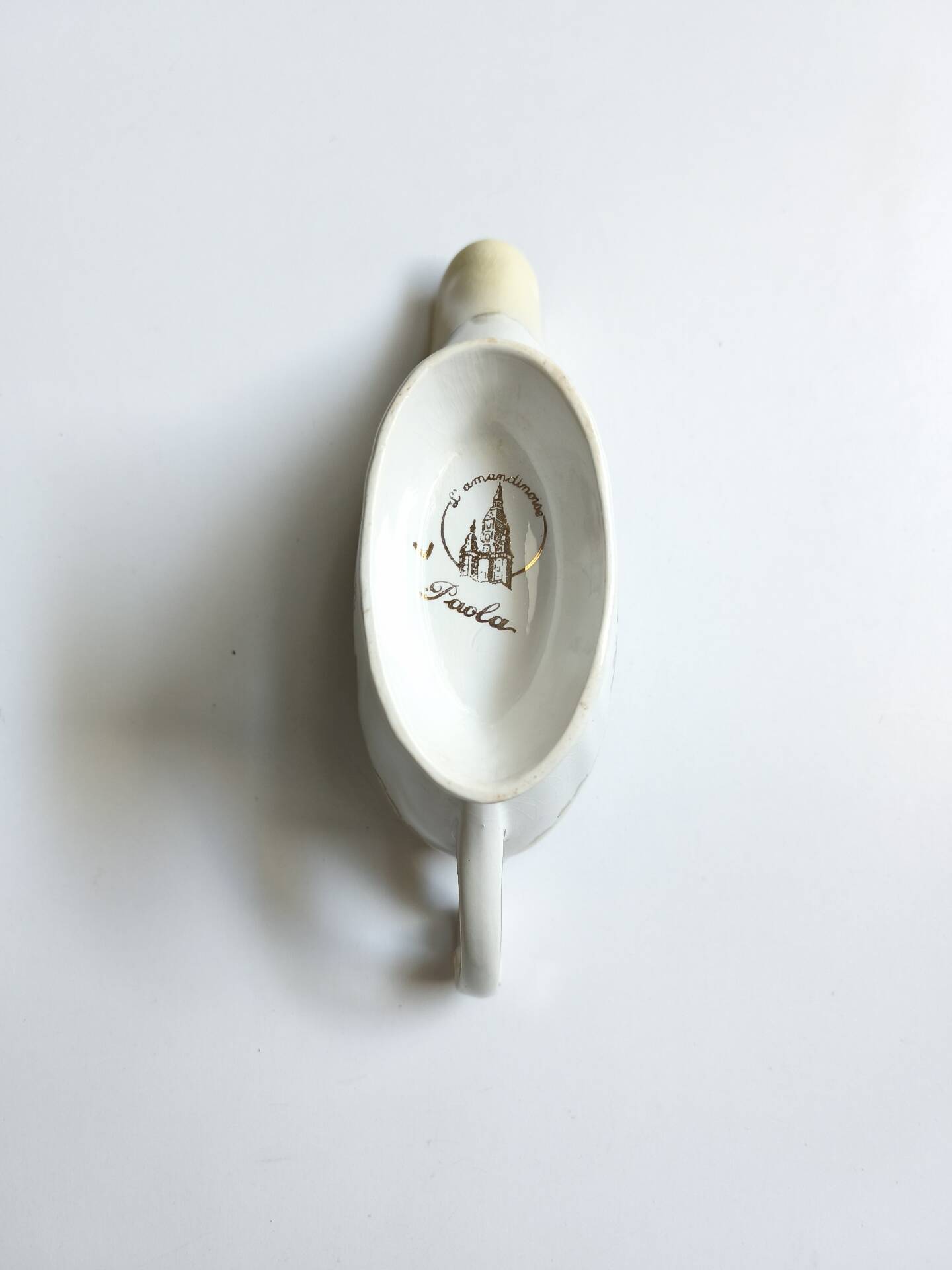 Vintage sauce boat L'Amandinoise model Paola white cream flowers