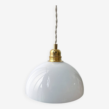 Vintage white glass half-sphere pendant light