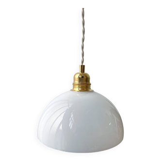 Vintage white glass half-sphere pendant light