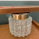 Vintage teak, brass and glass chandelier