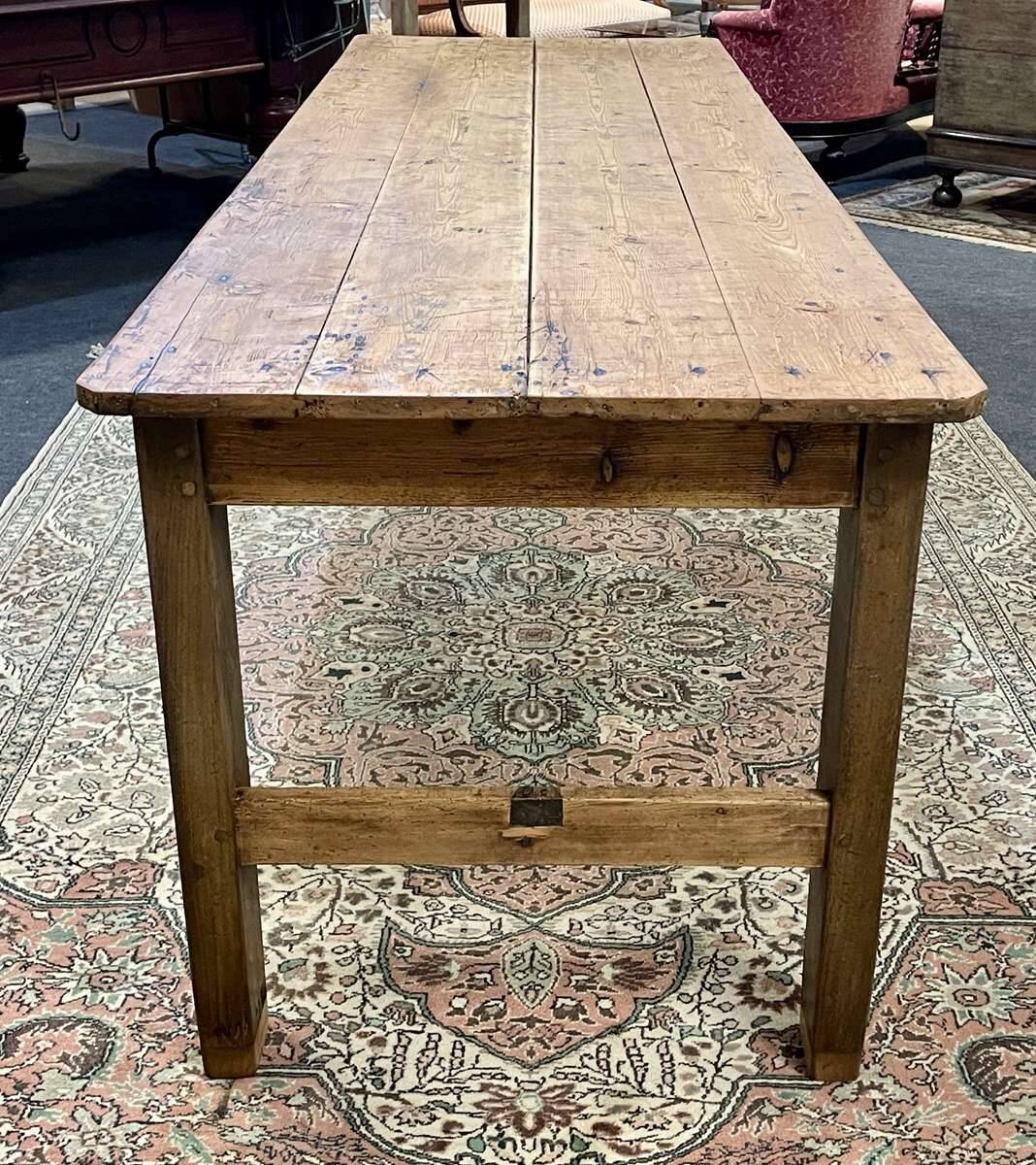 Table de ferme 19ème en sapin et châtaignier