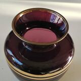 Verrerie Boom d’Anvers ball vase, Murano style. Amethyst color/Horizontal gold bands