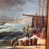 John Russel Chancellor (1925-1984) rare on the market, oil on canvas, marine, boats