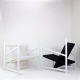 Indoor/Outdoor pair of Black/White Armchairs