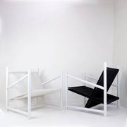 Indoor/Outdoor pair of Black/White Armchairs