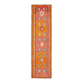 Turkish Handwoven Vintage Herki Kilim 105 cm x 355 cm