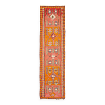 Turkish Handwoven Vintage Herki Kilim 105 cm x 355 cm