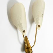 Mid Century Modern brass wall lamp with perforated metal sheet lampshades