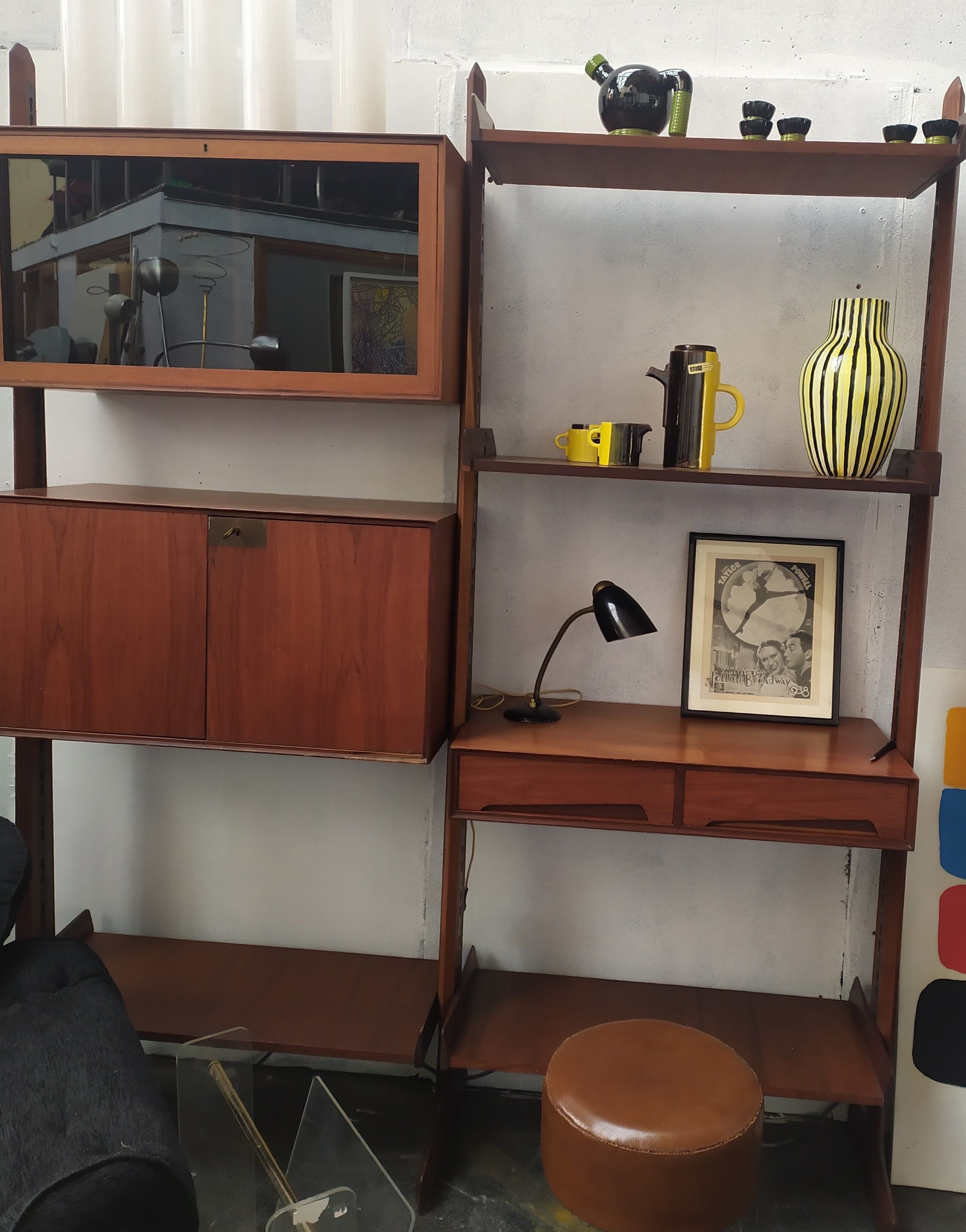 Bibliothèque mural en acajou Vittorio Dassi