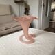 Large satin glass cornucopia vase "pâte de verre" frosted pink - Art style