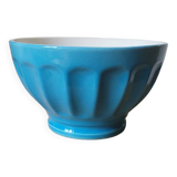 Opaque blue porcelain bowl