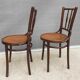 Pair chairs bistrot Thonet pyrograved design 1900 Art Nouveau
