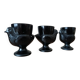 3 coquetiers poules verre opalin noir Arcoroc 1980