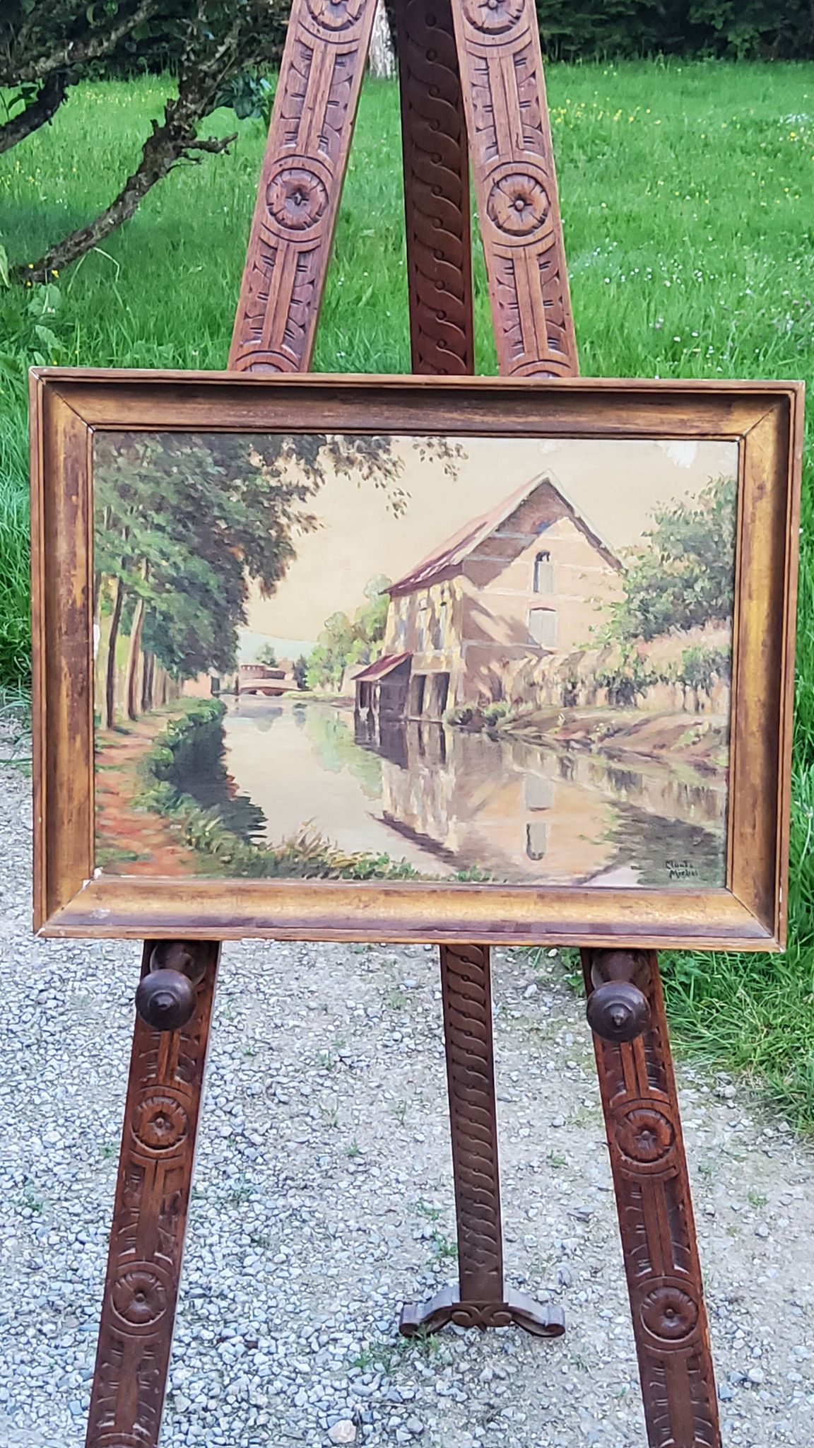 Oil on landscape panel Étampes May 1929 CLAUDE MIRBEL