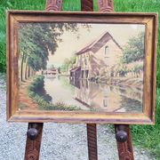 Oil on landscape panel Étampes May 1929 CLAUDE MIRBEL