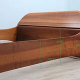 Italian 1970s Curved Walnut Bed Frame with Storage Headboard