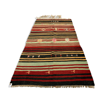 Vintage Turkish Kilim Kelim Rug shabby wool, country home boho 190x100 cm medium