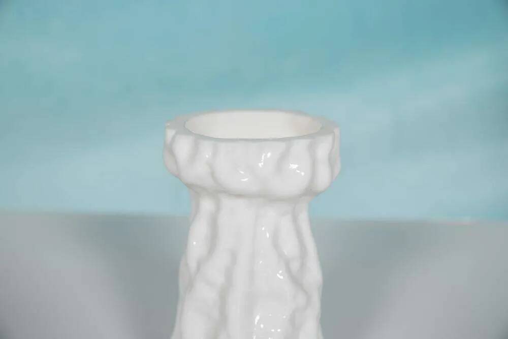 Vase Ingrid Glass Hyacinth Glass, milky white pressed glass with a glacier effect.