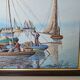 Oil painting on canvas Fishing port in Africa signed Raymond Lafaille