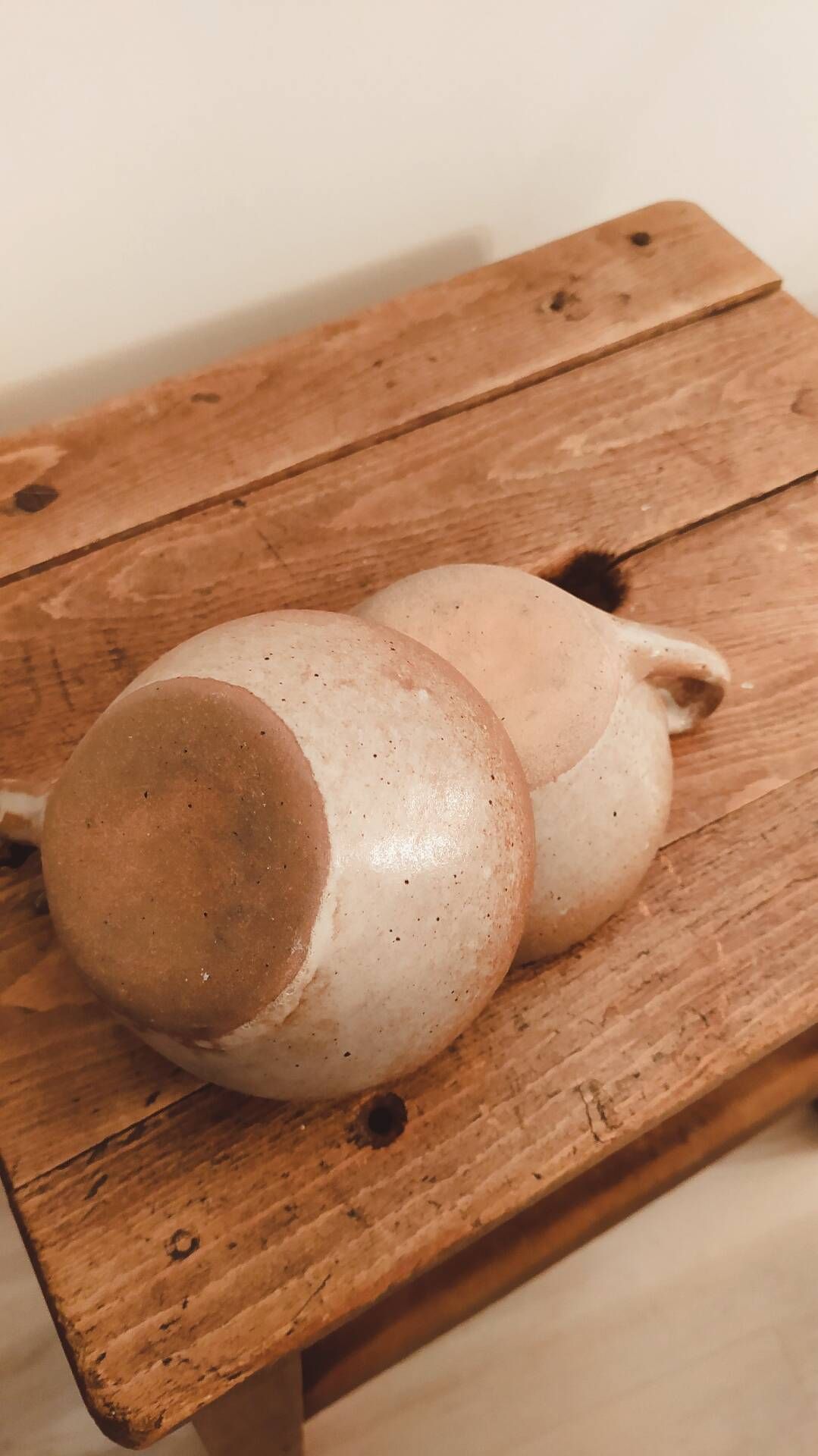 Pair of antique stoneware cups