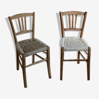 Pair of hand-braided chairs