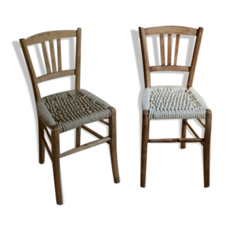Pair of hand-braided chairs