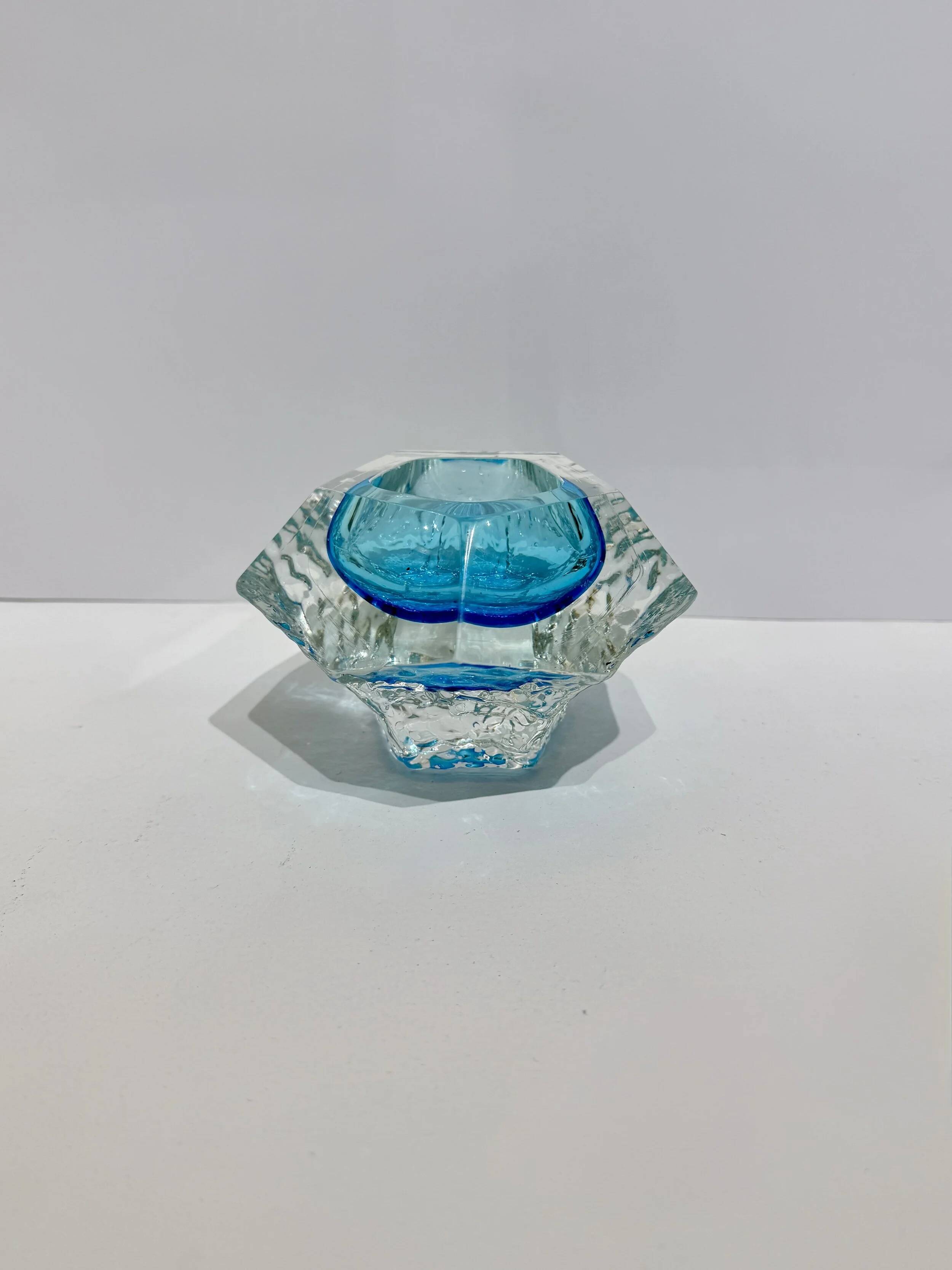 Sommerso trinket tray - Murano blown glass, Italy 1970