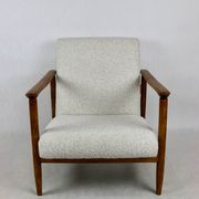 GFM-142 armchair, design by Edmund Homa from the 70s, white ivory boucle - 2 pieces available