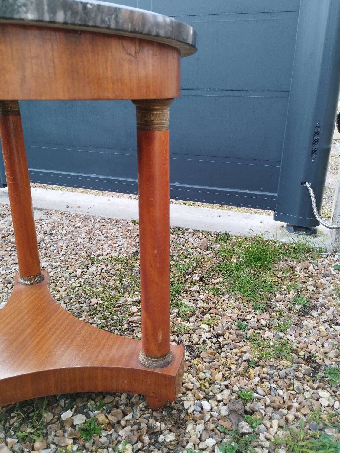 Empire style pedestal table with marble top