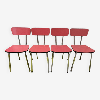 4 vintage red formica chairs