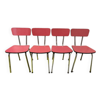 4 vintage red formica chairs