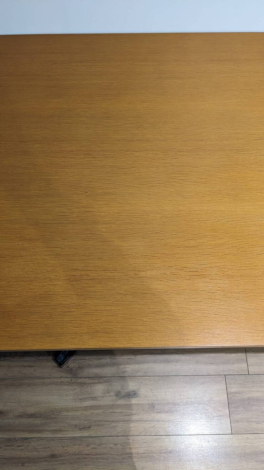 Extendable wooden and metal table, 80s