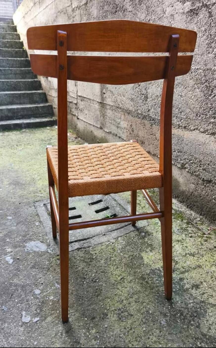 5 chaises paille tressée 60's