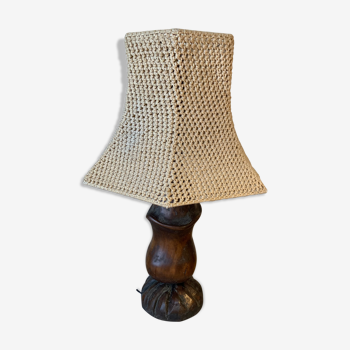 Carved and braided wood lamp, 1980-1983