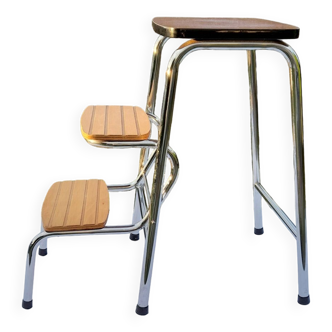 Step stool in brown formica H 58.5 cm