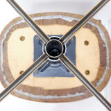 Brown leather swivel footrest with metal base - De Sede, Switzerland.