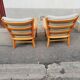 Paire de fauteuils vintage tissu vert pastel
