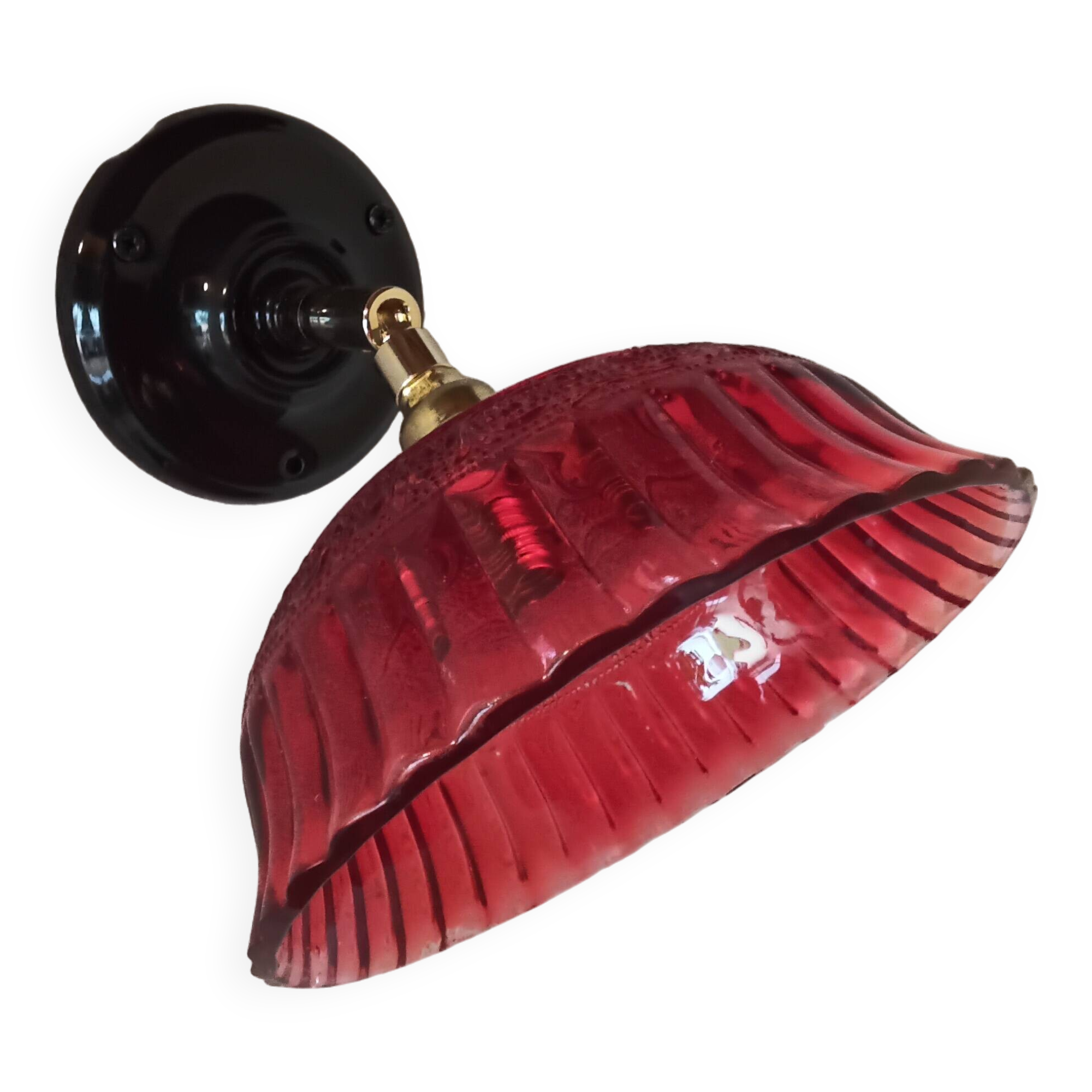Vintage red glass wall light