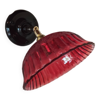 Vintage red glass wall light