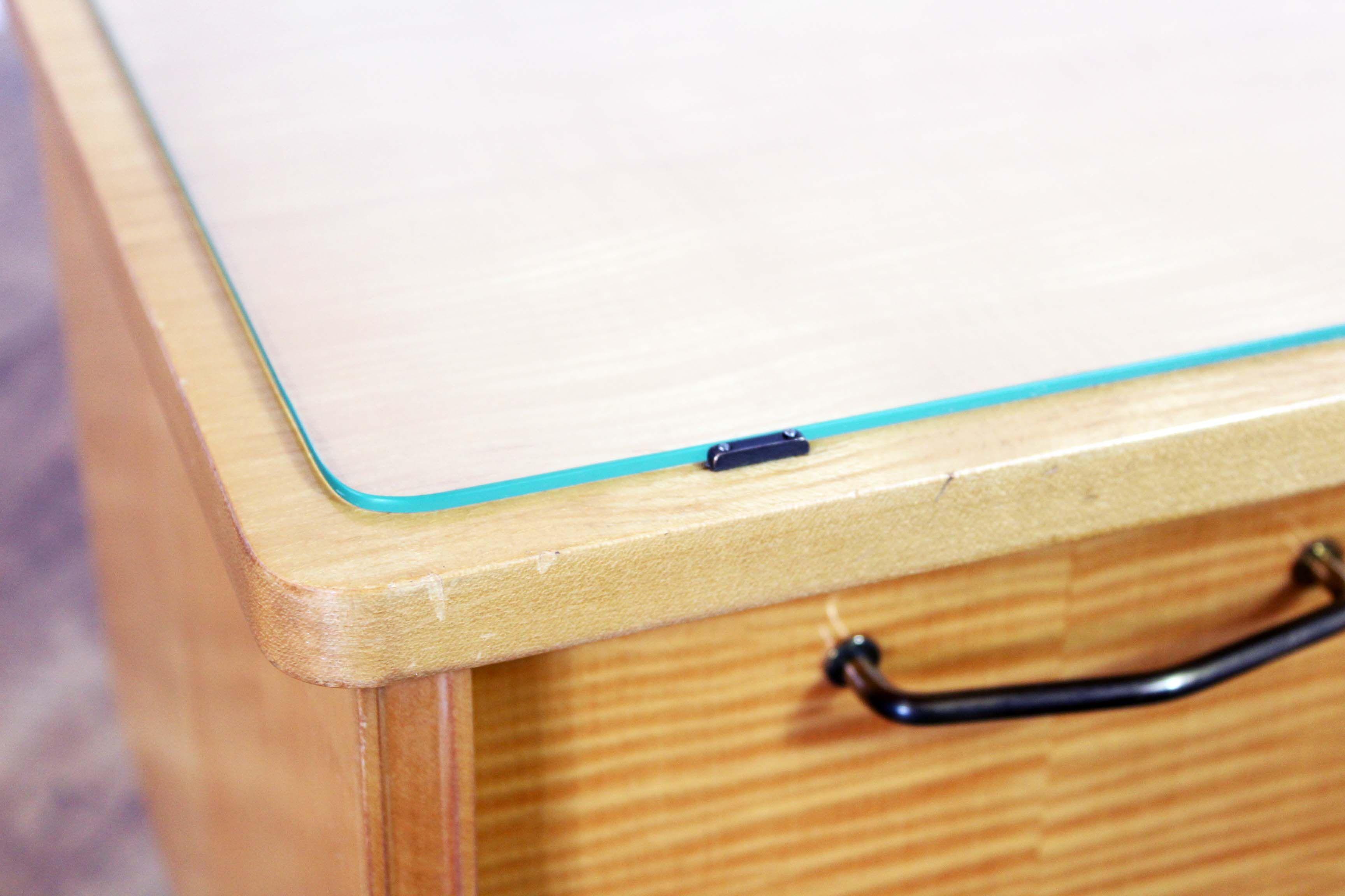 Pair of bedside 60s maple plate