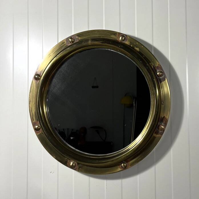 Brass porthole wall mirror Deutsche Werkstätten 1950’s
