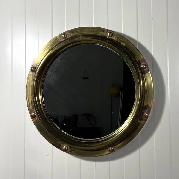 Miroir mural hublot en laiton Deutsche Werkstätten 1950