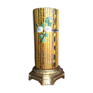 Vase chinois en faience style bambou