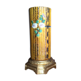 Chinese vase in faience bamboo style on bronze stand