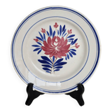 Antique hollow plate from Gien - Red and blue floral decoration