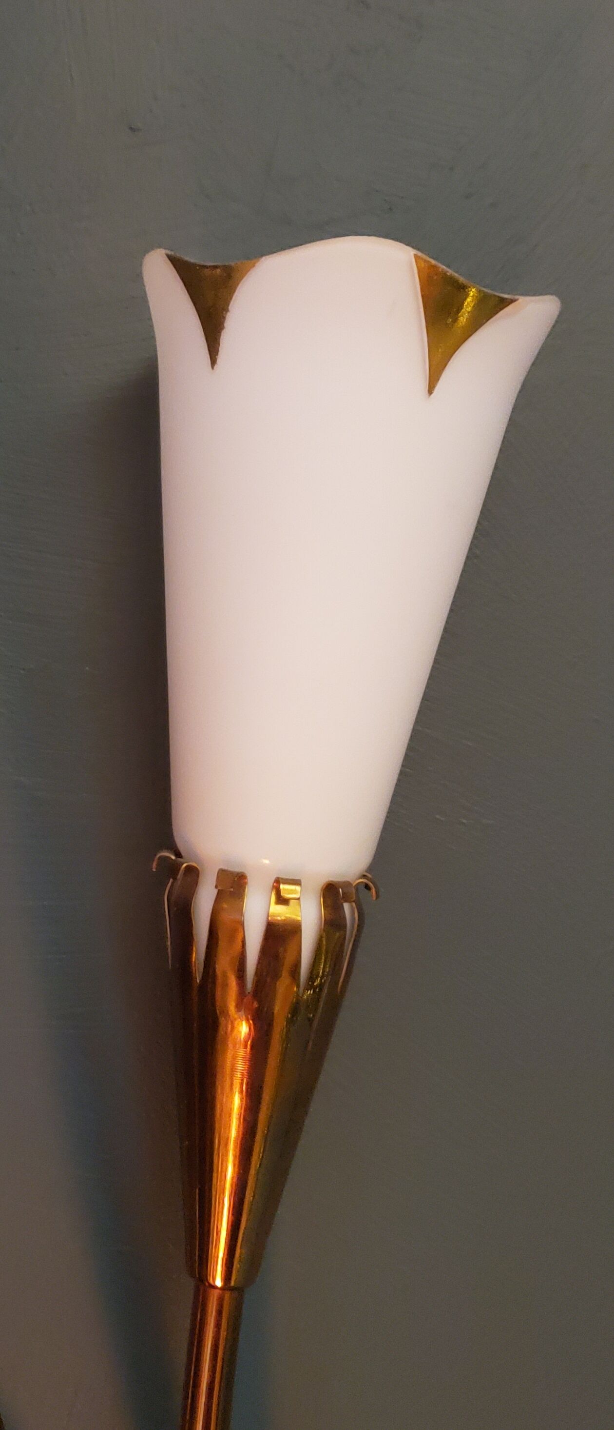 Art deco metal and opaline wall light