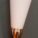 Art deco metal and opaline wall light