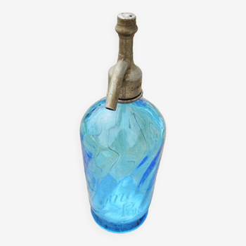 Ancien siphon en verre bleu simon & cie port d’atelier