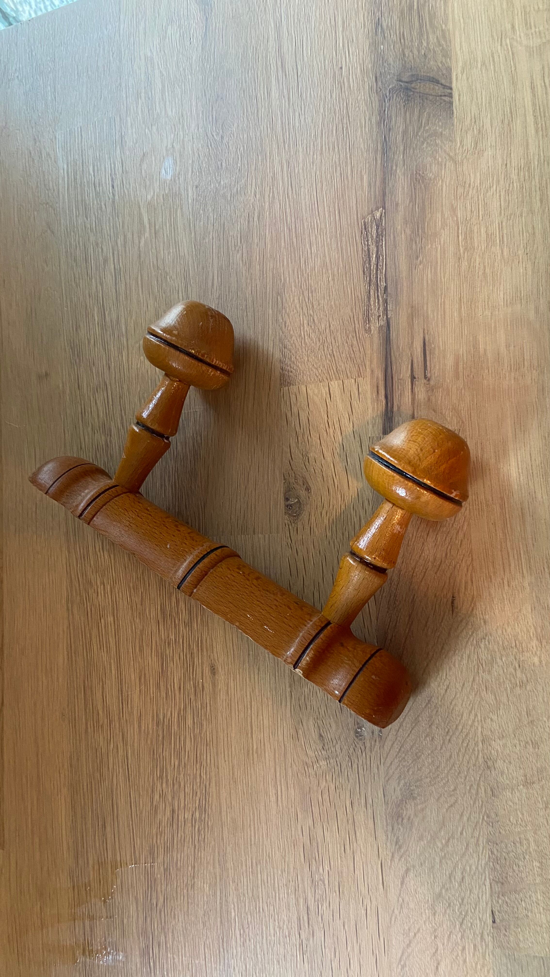 Coat rack with 2 old wooden hooks